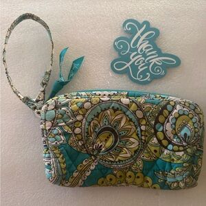 Vera Bradley Teal Paisley Quilted Wristlet